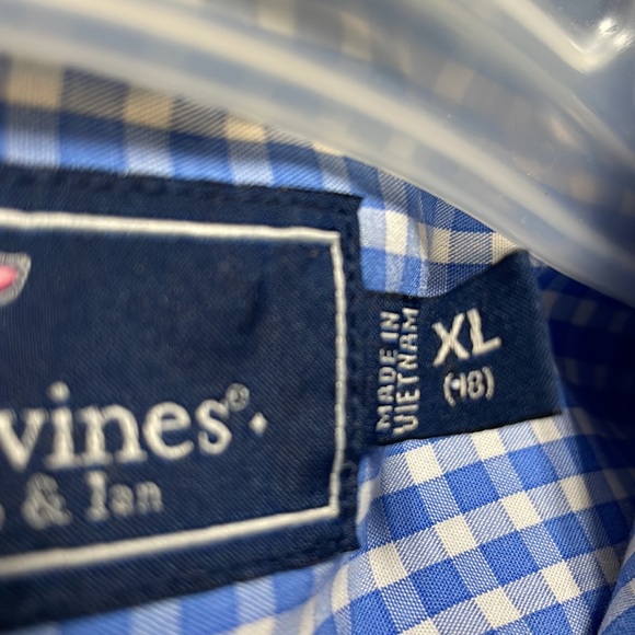 Boys XL Vineyard Vines Blue plaid button down - Picture 6 of 6